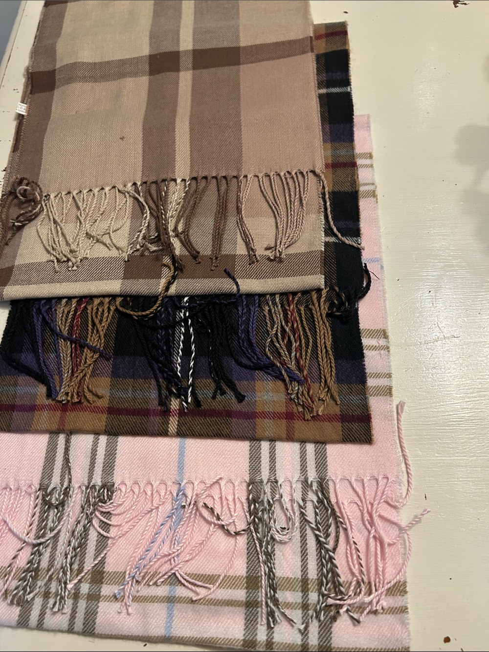Bundle 3 plaid fringed winter scarves